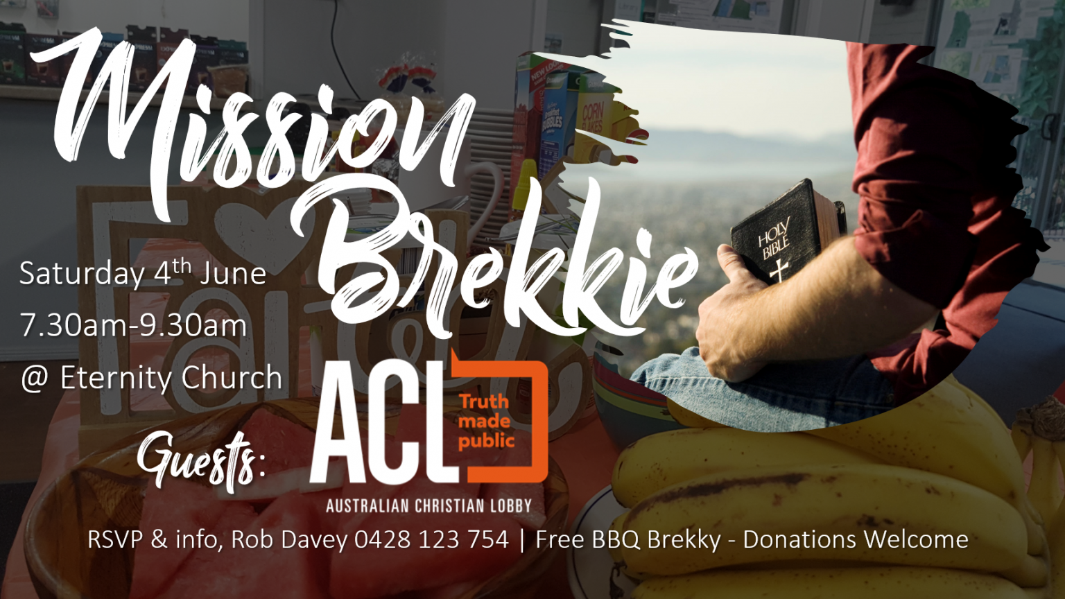 MISSION BREKKIE with ACL Saturday 4th June 7:30am